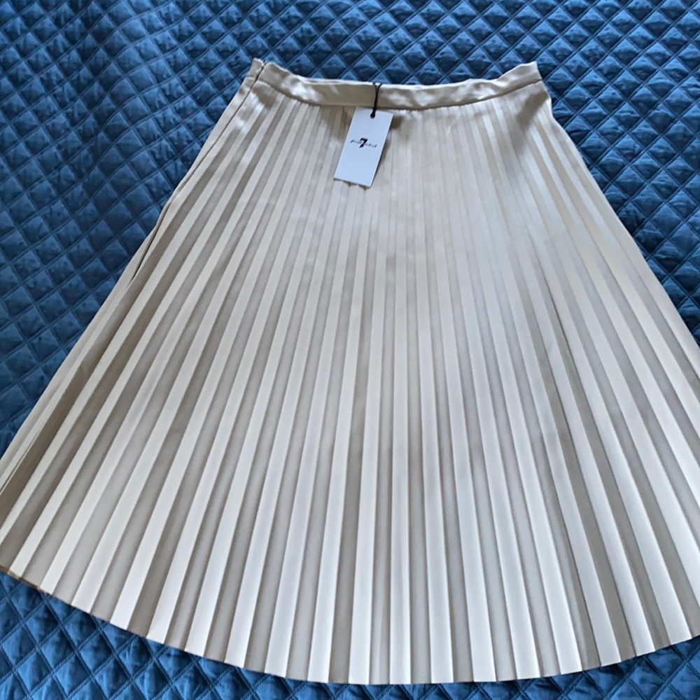 NWT Beige Midi Pleated Skirt - Perfect for Fall!